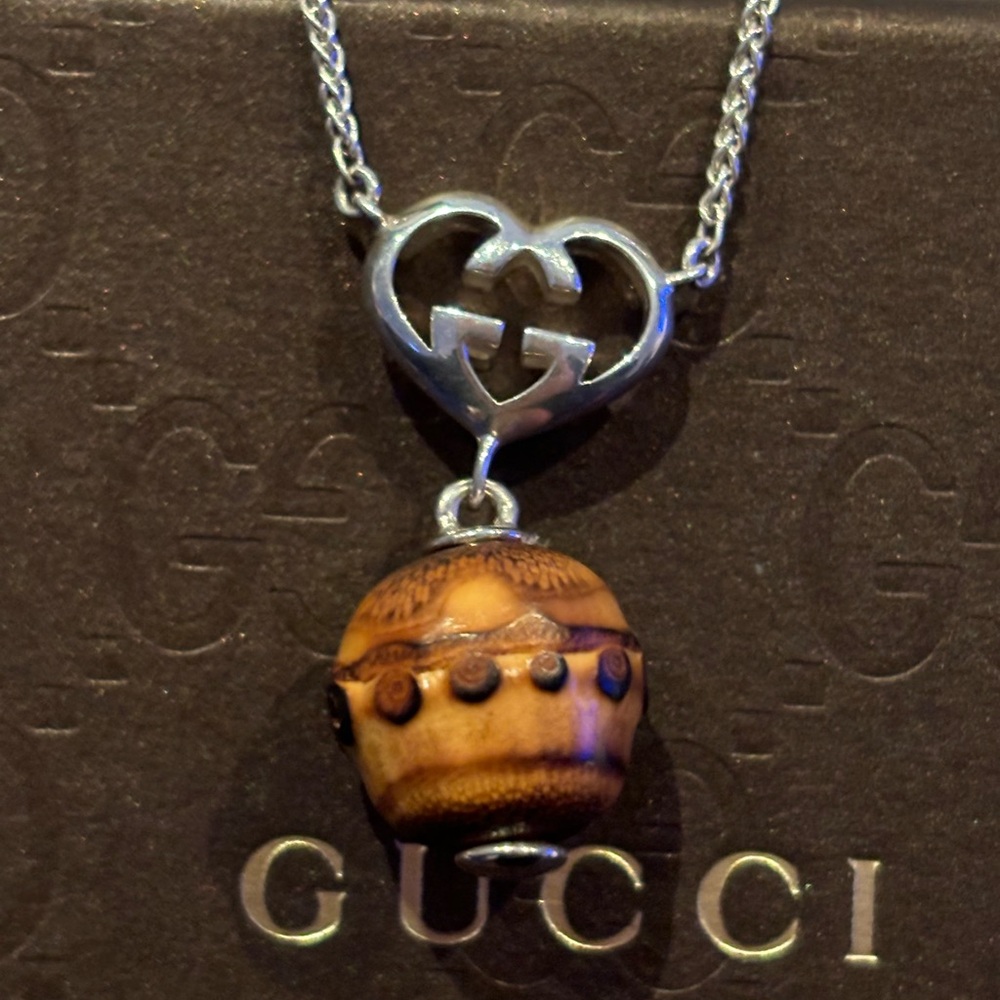 🙈ON HOLD! ~Gucci ‘LOVE BRITT’ sterling Interlocking GG Heart and Bamboo Necklace